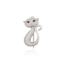 Sidabrinė sagė su cirkoniais „Midnight Feline“