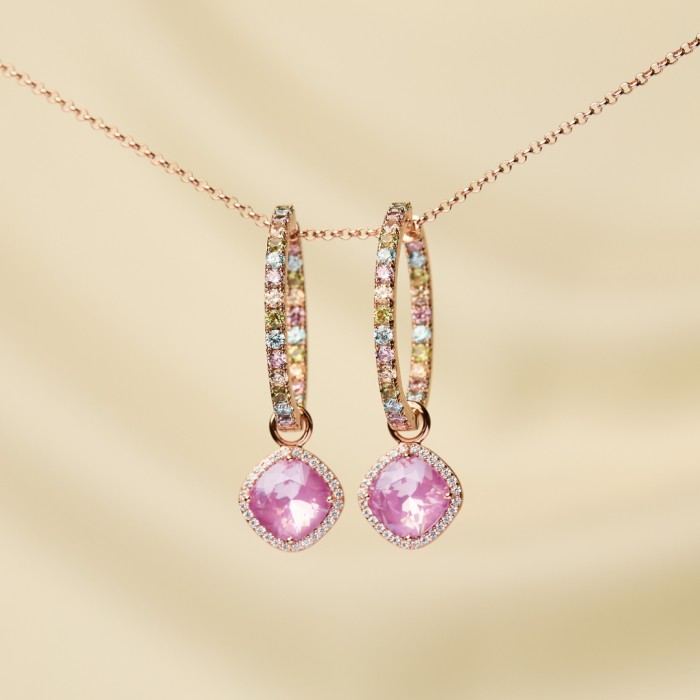 Sidabriniai auskarai „Rainbow II (Paradise Purple Lux)“ su Swarovski® kristalais
