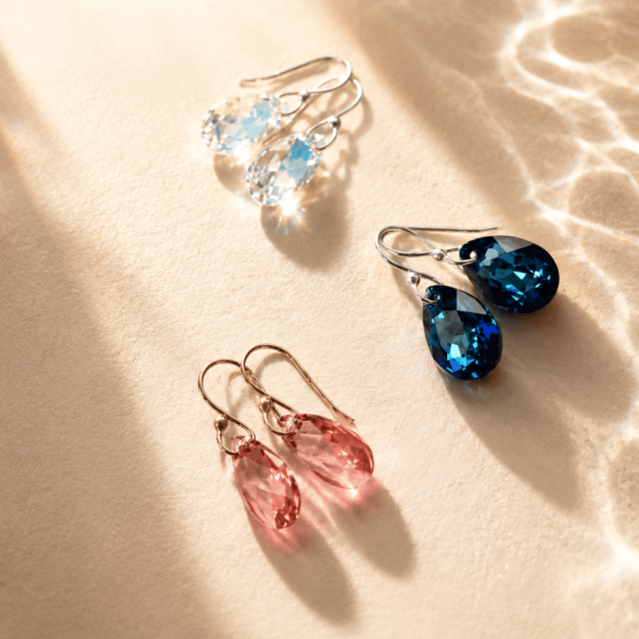 Sidabriniai auskarai „Baroque VII (Rose Peach)“ su Swarovski® kristalais
