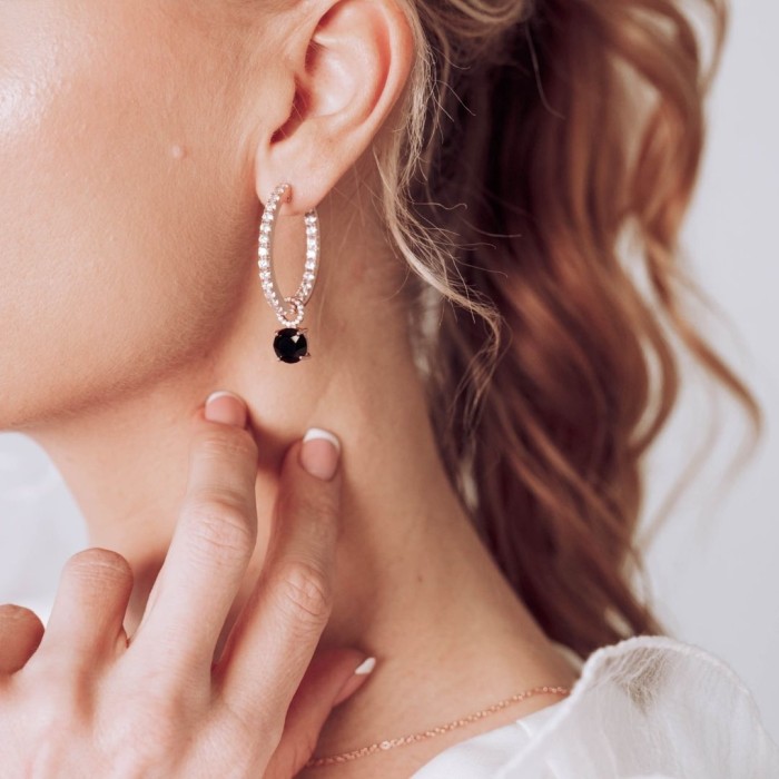 925 Sterling Silver Earrings “Ivy (Jet)” created with Crystals by Swarovski®