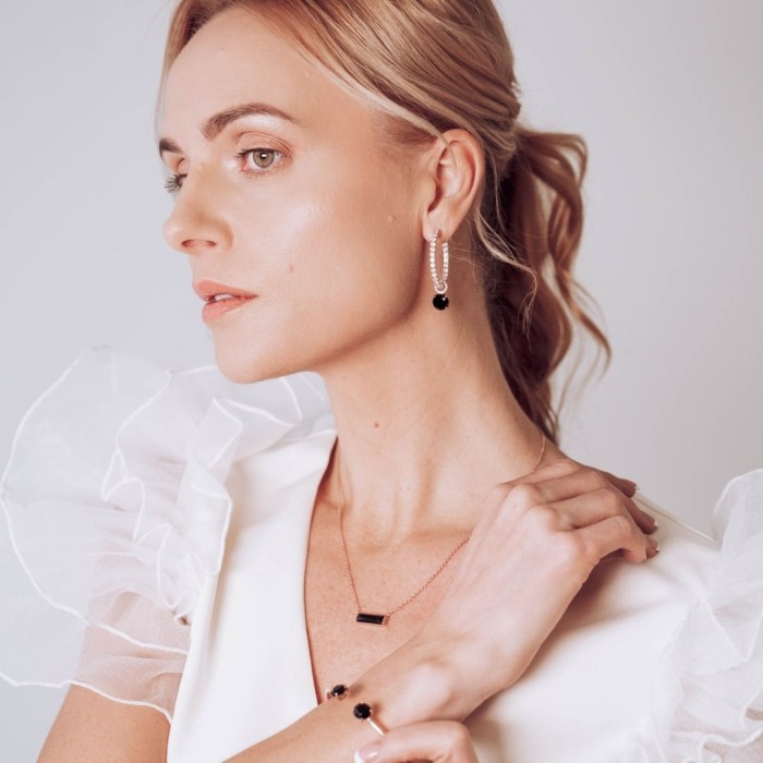 925 Sterling Silver Earrings “Ivy (Jet)” created with Crystals by Swarovski®