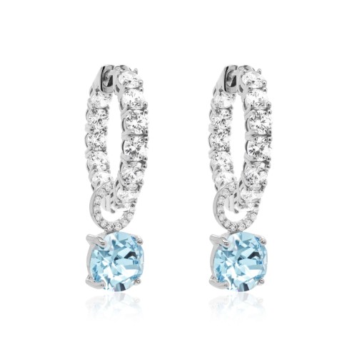 Sidabriniai auskarai „Iris (Aquamarine)“