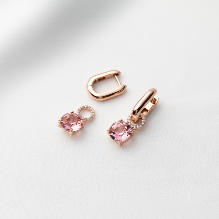 Sidabriniai auskarai „Daina VII (Light Rose)“ su Swarovski® kristalais