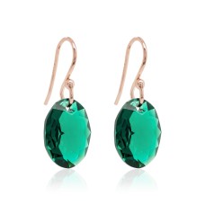 925 Sterling Silver Earrings “Tender Oval (Emerald)” created with Crystals by Swarovski®